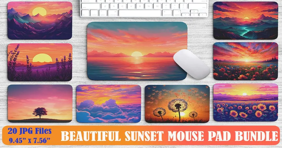 Beautiful Sunset Mouse Pad Bundle preview for mouse pad sublimation designs