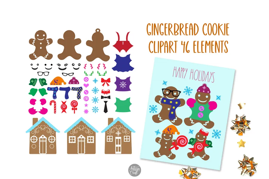Gingerbread Cookie Clipart for Christmas preview for holiday sublimation