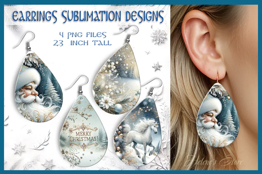 Retro Christmas Teardrop Earrings preview for Christmas sublimation earring designs