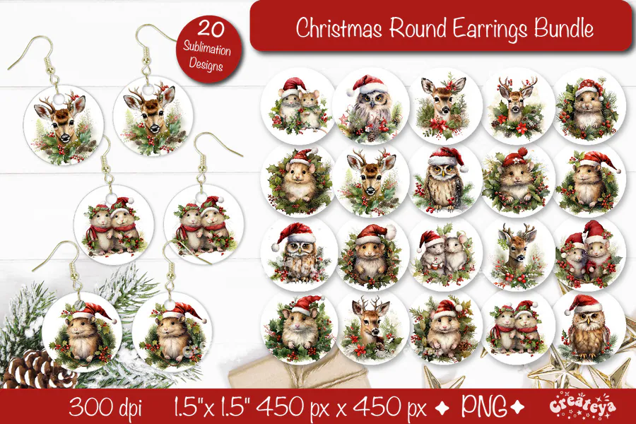 Christmas Round Earring Sublimation preview for Christmas sublimation earring designs