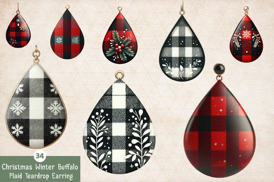 Christmas Buffalo Plaid Earrings preview for Christmas sublimation earring designs