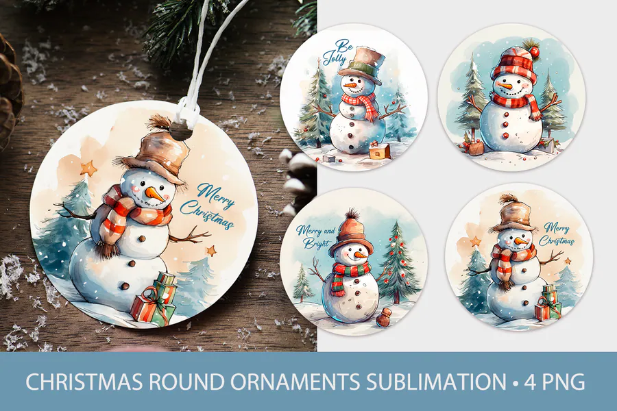 Christmas Ornament Sublimation Snowman 2 preview for holiday sublimation ornament ideas