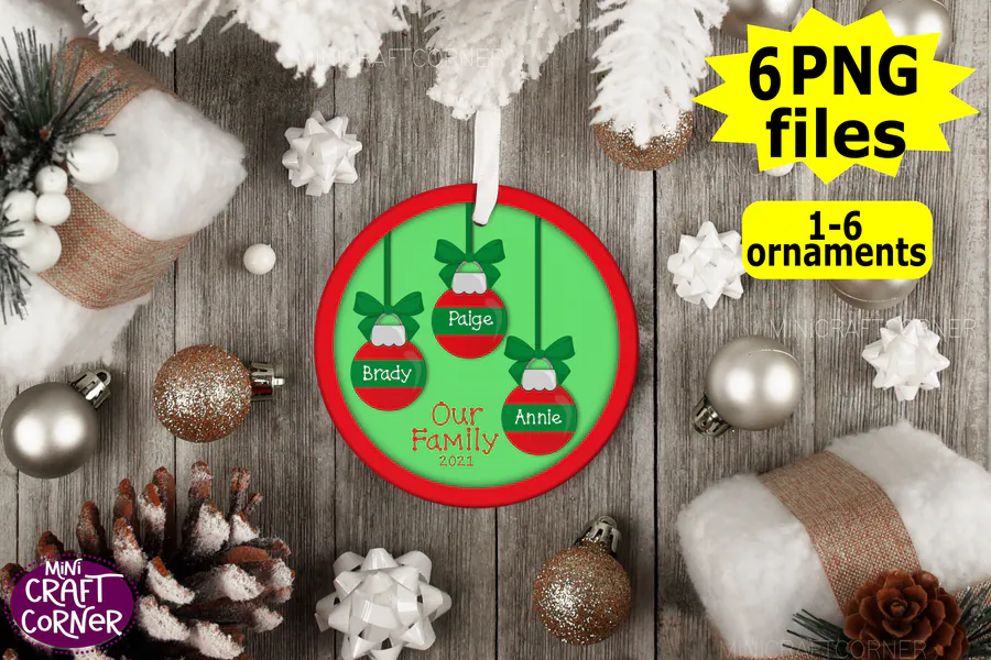 Sublimation Christmas Family Ornament preview for holiday sublimation ornament ideas