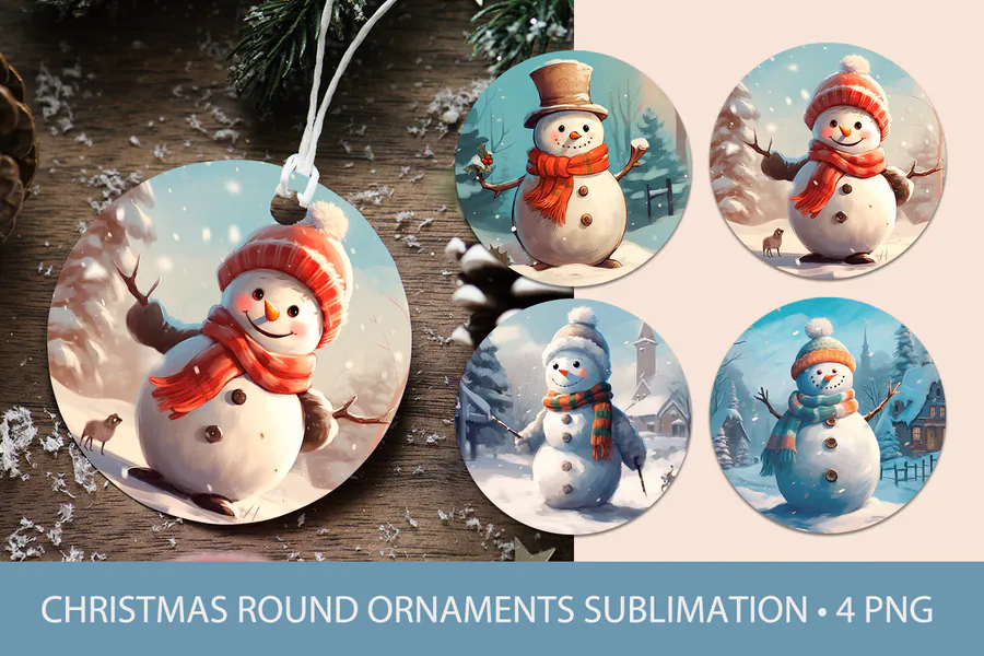 Christmas Ornament Sublimation Snowman preview for holiday sublimation ornament ideas