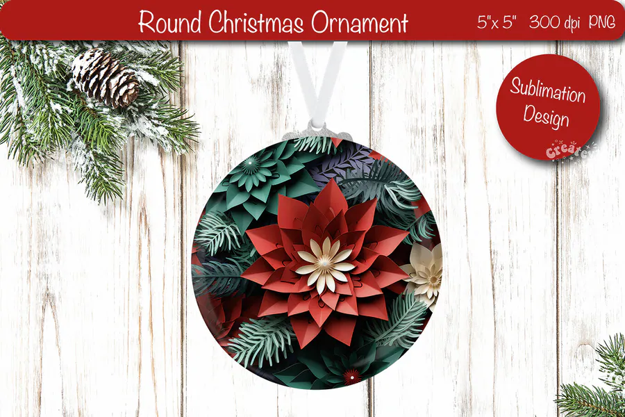 3D Christmas Ornaments Round Sublimation preview for holiday sublimation ornament ideas