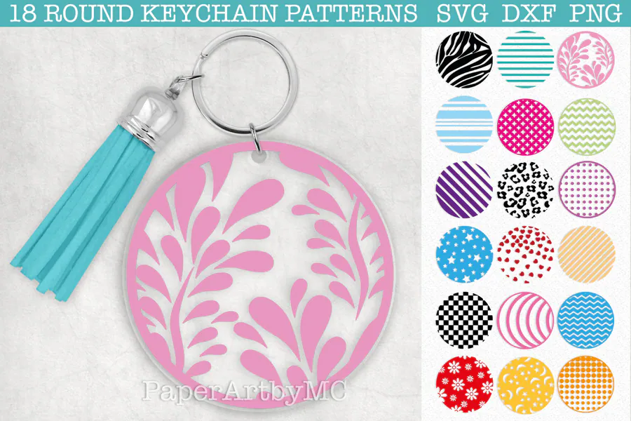 Round Keychain Pattern Bundle preview for keychain sublimation designs