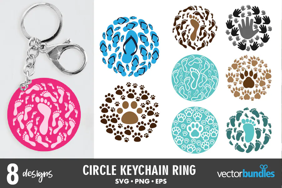 Keychain Round Svg Bundle preview for keychain sublimation designs