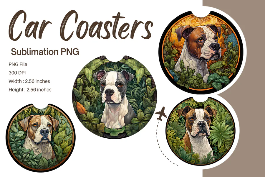 Dog Stained Glass Car Coaster Keychain preview for keychain sublimation designs