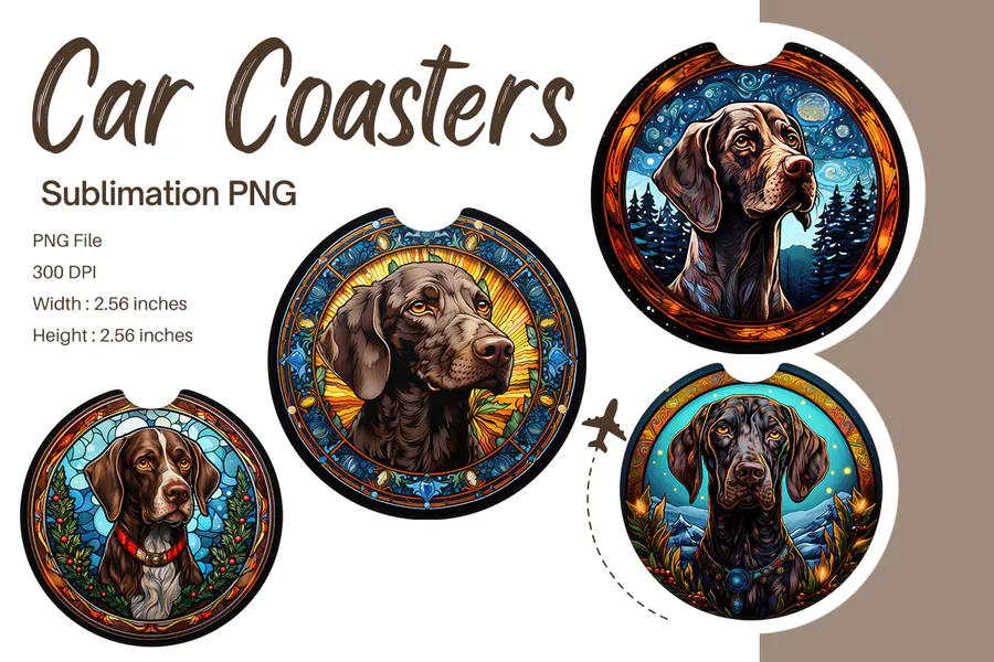 Dog Stained Glass Car Coaster Keychain preview for keychain sublimation designs