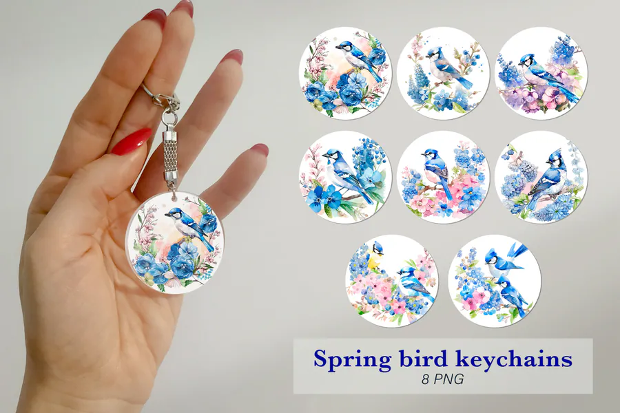 Floral Keychain Bundle Spring Keychain preview for keychain sublimation designs