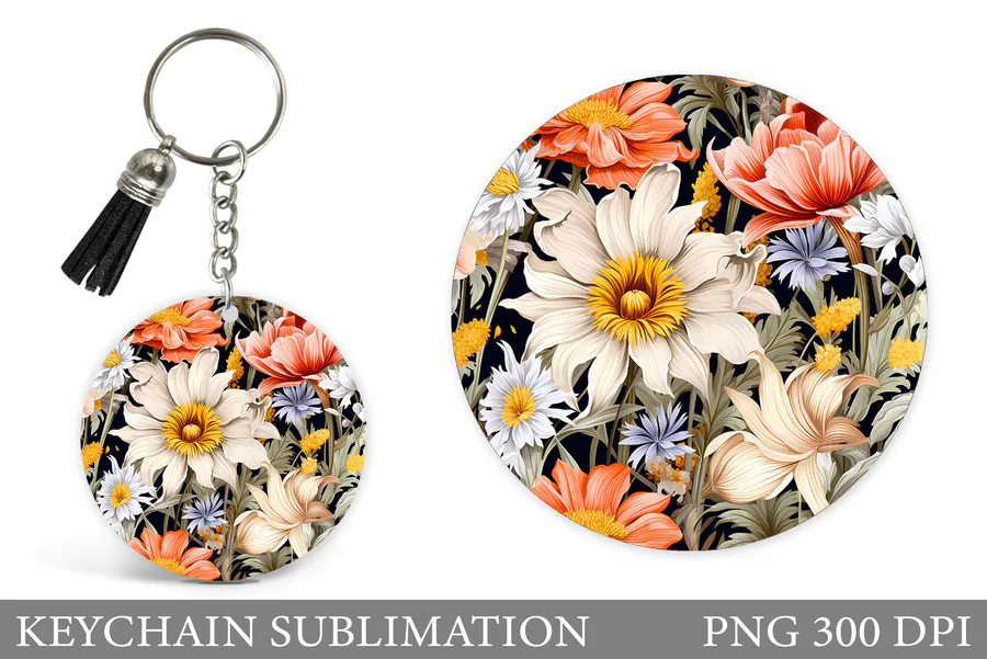 Flowers Keychain Sublimation preview for keychain sublimation designs