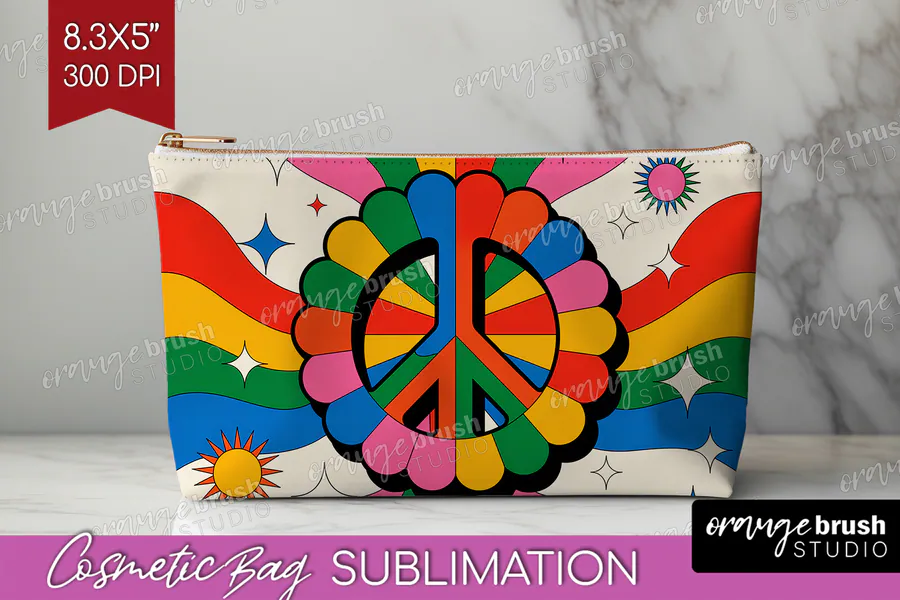 Groovy Cosmetic Bag PNG Sublimation 9 preview for sublimation makeup bag designs