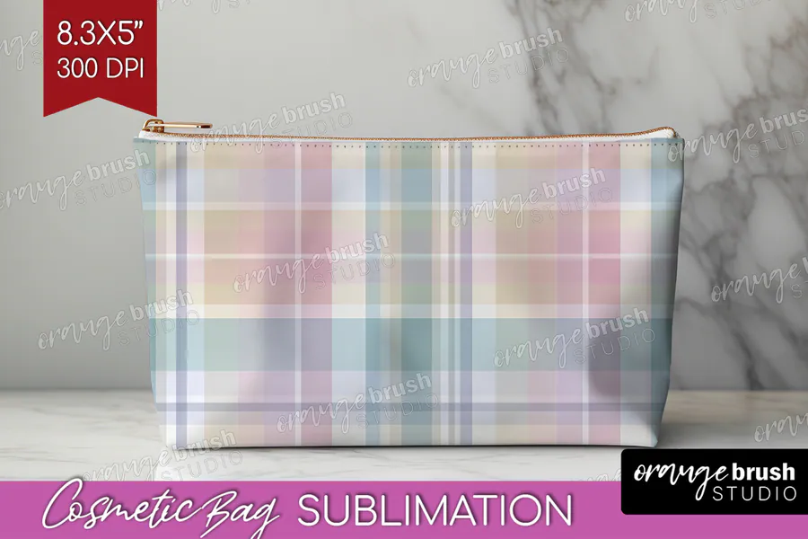 Boho Tartan Cosmetic Bag PNG Sublimation preview for sublimation makeup bag designs