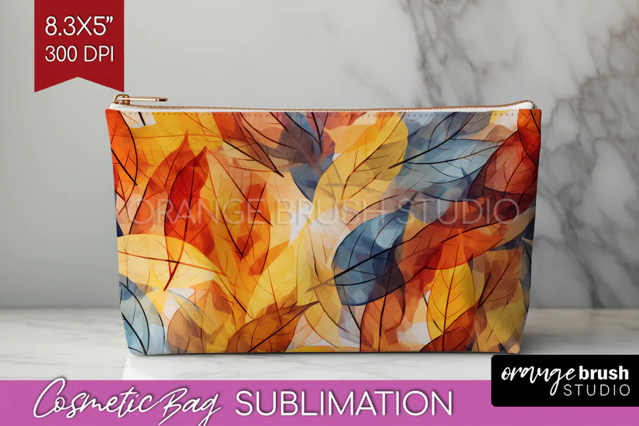 Autumn Forest Cosmetic Bag PNG preview for sublimation makeup bag designs