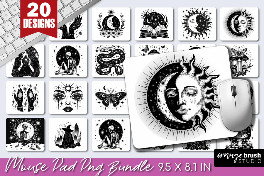 Boho Celestial Mouse Pad Bundle preview for mouse pad sublimation designs