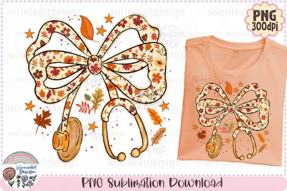 Nurse Coquette Stethoscope Fall Vibes preview for nurse sublimation designs