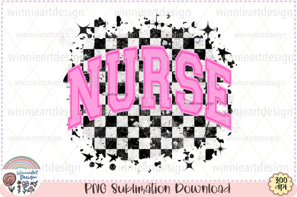 Nurse Retro Checkered Grunge Rocker Mom preview for nurse sublimation designs
