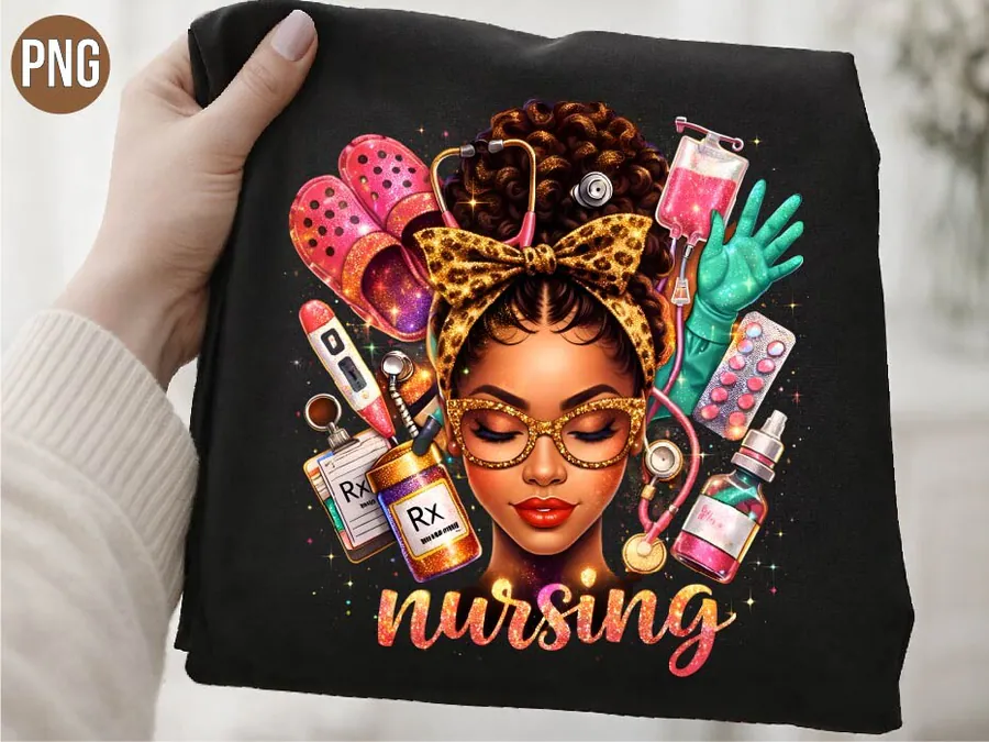 African American Nursing Medical PNG preview for nurse sublimation designs