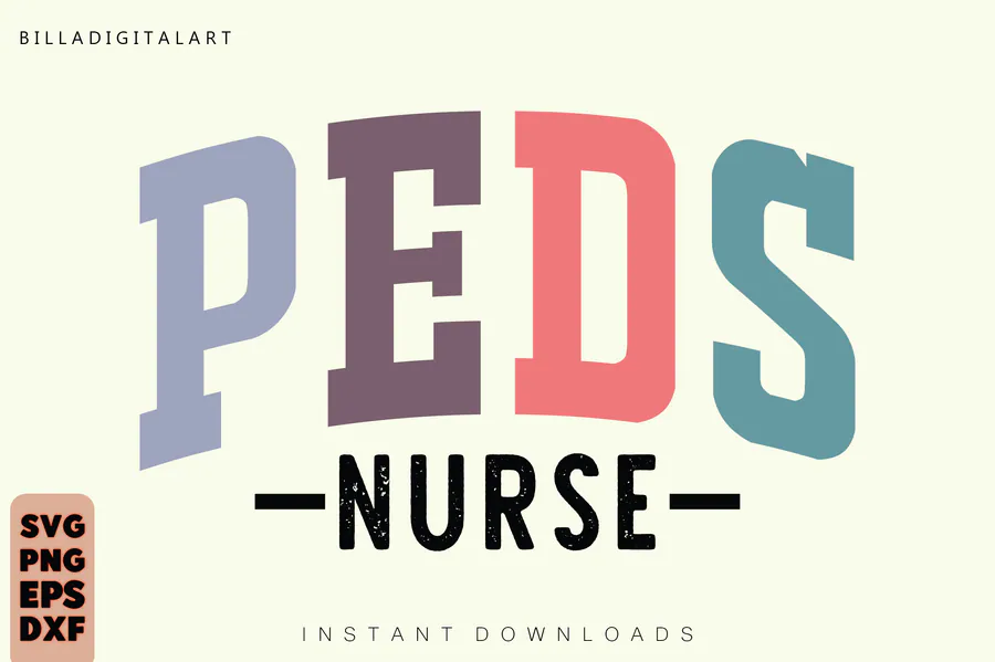 Retro Nurse SVG Design,PEDS Nurse preview for nurse sublimation designs