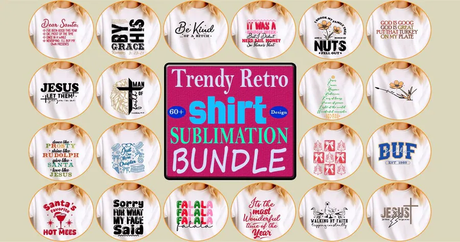 Trendy Retro Shirt Sublimation Bundle preview for retro sublimation shirt designs