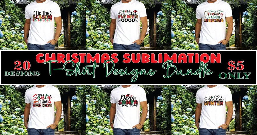 Christmas Sublimation T-Shirt Designs Bundle preview for retro sublimation shirt designs