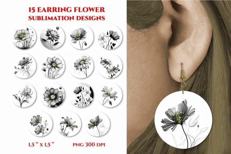 Round Earring Sublimation Line Art preview for round earring sublimation designs