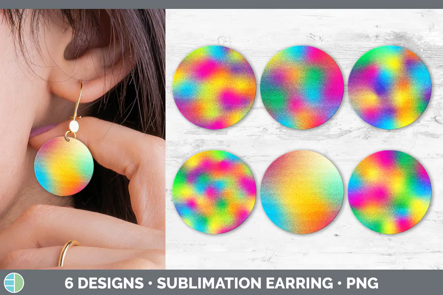 Rainbow Round Earring Sublimation preview for round earring sublimation designs