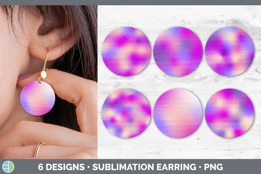 Glitter Pink Round Earring Sublimation preview for round earring sublimation designs