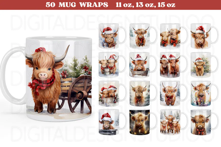 Christmas Mug Wrap Bundle, Christmas Mug preview for Christmas mug sublimation designs
