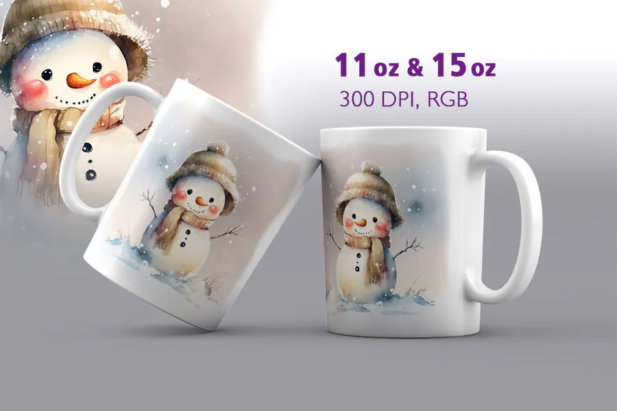 Christmas Snowman Mug Wrap Sublimation preview for Christmas mug sublimation designs
