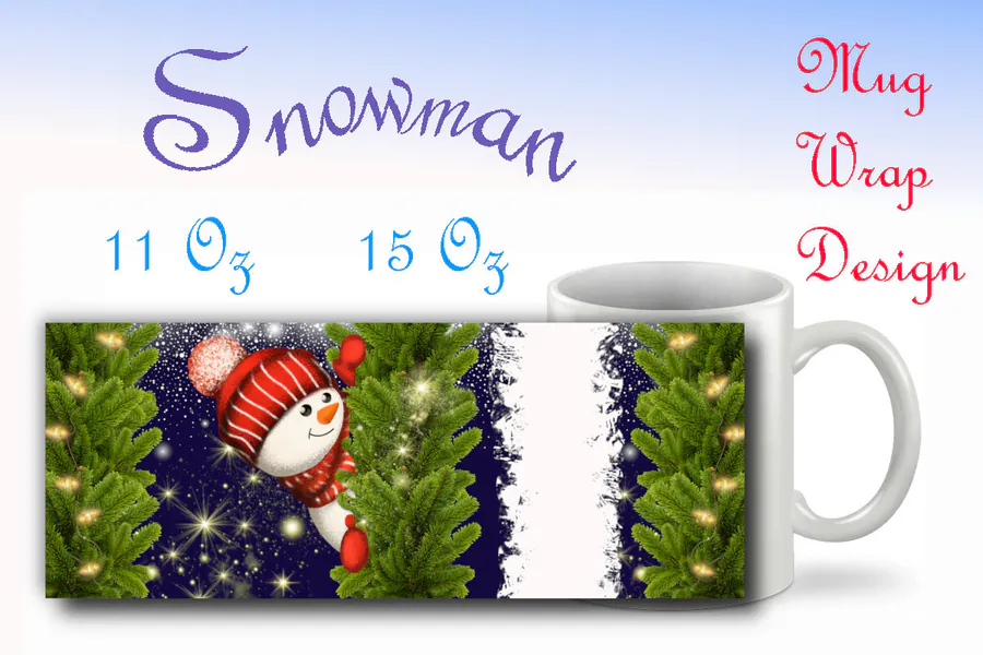 Christmas Snowman Mug Wrap Sublimation preview for Christmas mug sublimation designs