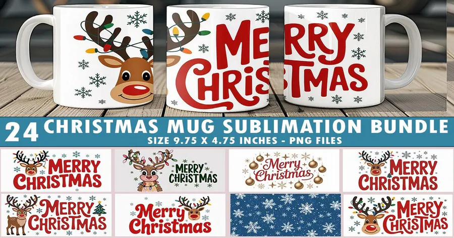 Christmas Mug Sublimation Bundle preview for Christmas mug sublimation designs