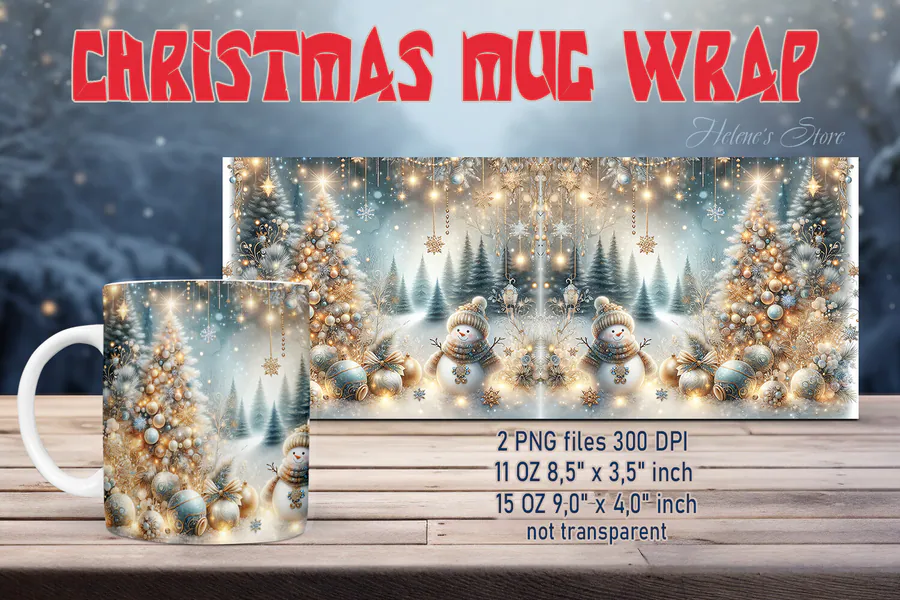 Cute Snowman Mug Wraps 2 preview for Christmas mug sublimation designs