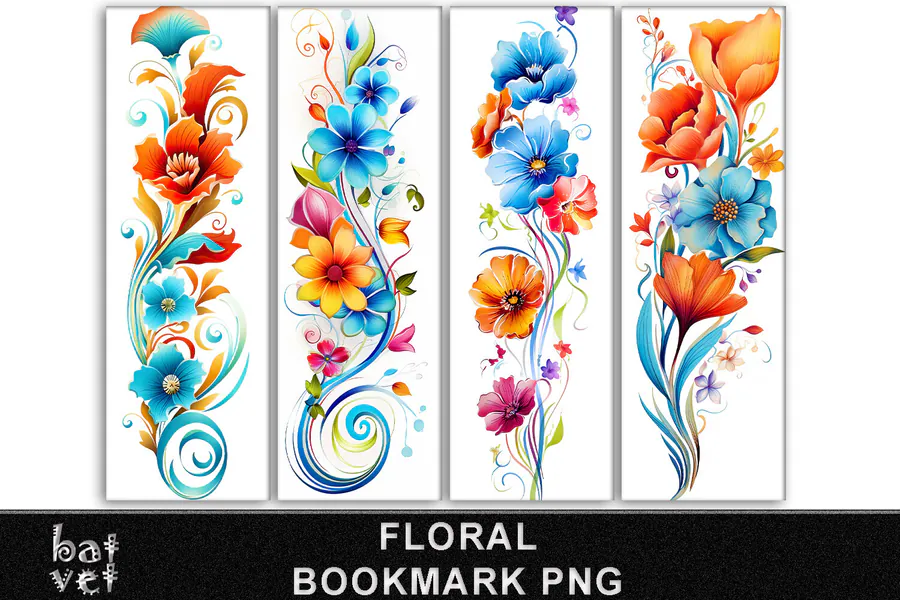 Boho Floral Bookmark Collection preview for sublimation bookmarks