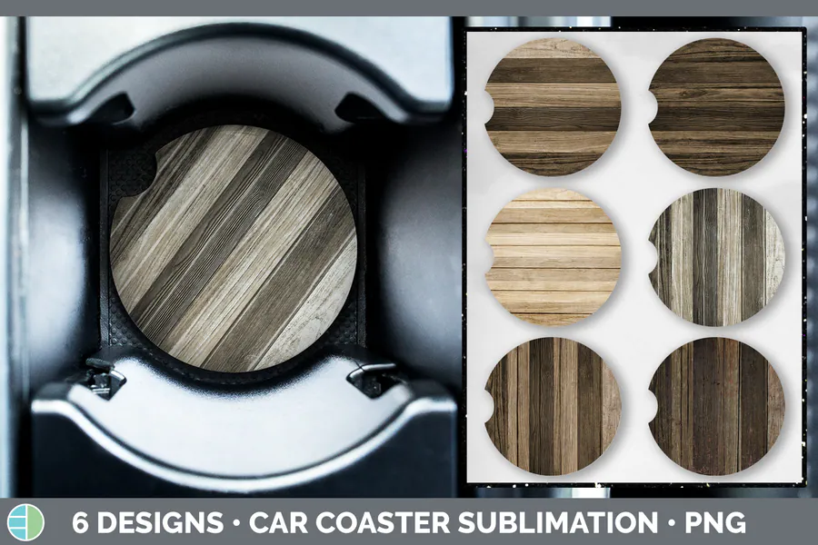 Wood Car Coaster | Sublimation Designs B preview for sublimation coaster designs