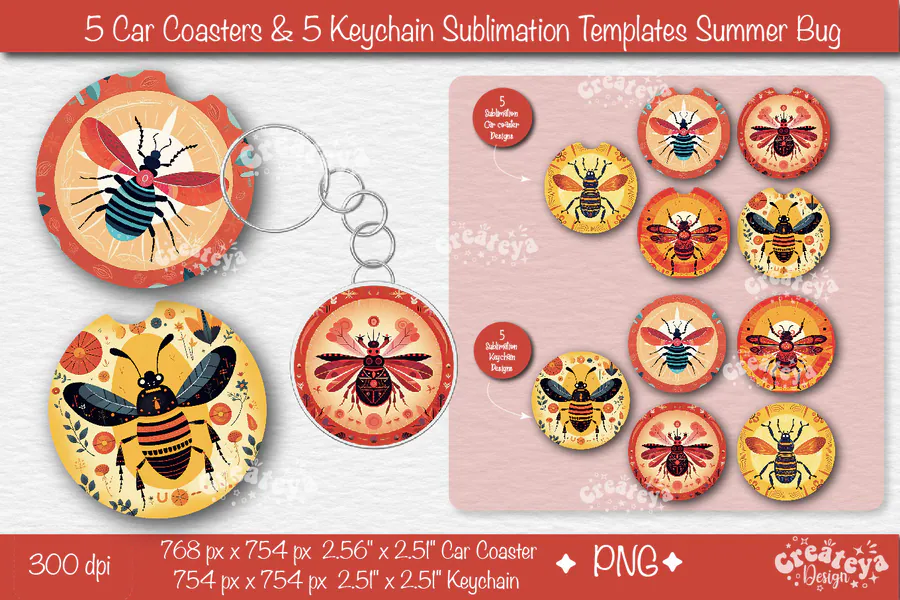 Car Coaster Sublimation Bundle| Keychain preview for sublimation coaster designs