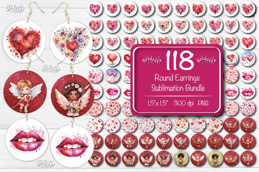 Round Earring Sublimation Bundle Angel preview for sublimation earring bundles