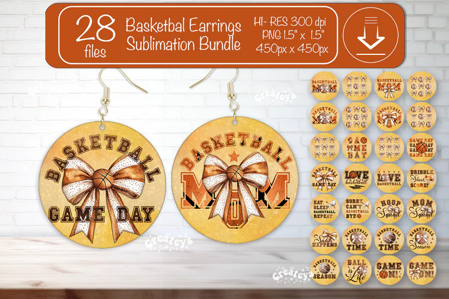 Basketball Earrings Bundle Round Earring preview for sublimation earring bundles