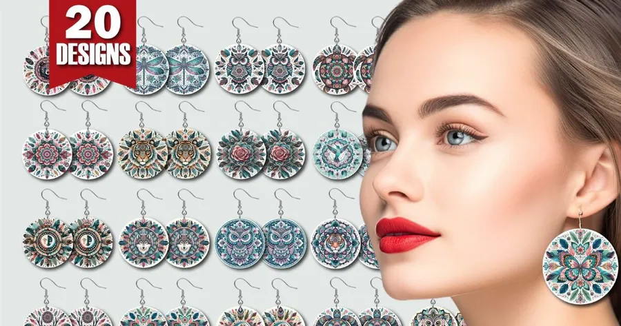 Boho Mandala Earrings Sublimation Bundle preview for sublimation earring bundles