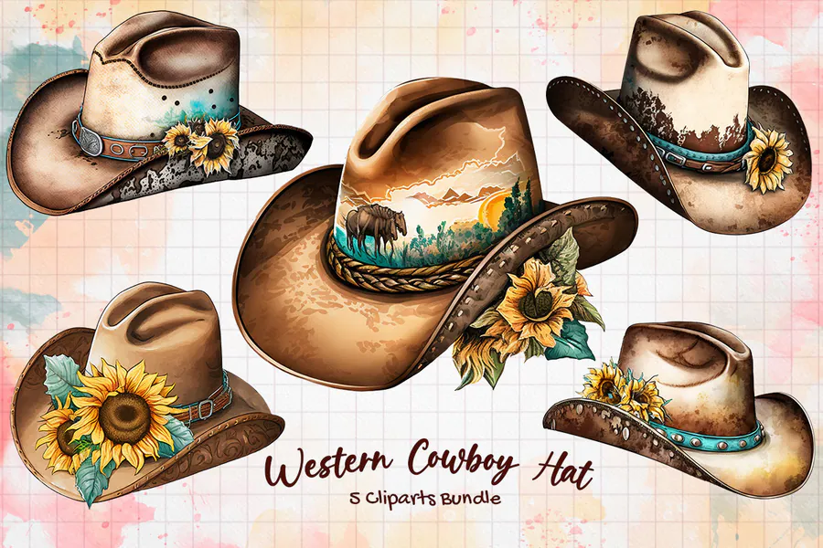 Western Cowboy Hat Bundle preview for sublimation hat designs