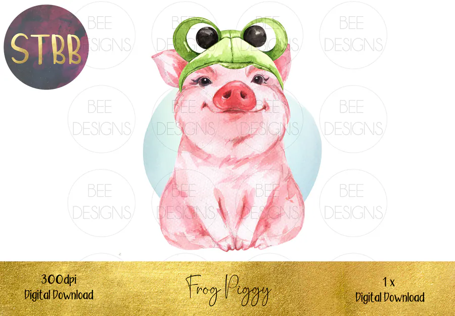 Cute Pig in a Hat Sublimation Design preview for sublimation hat designs