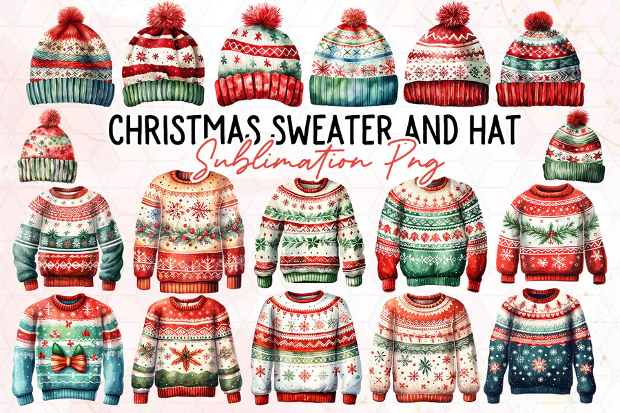 Christmas Sweater and Hat Sublimation preview for sublimation hat designs
