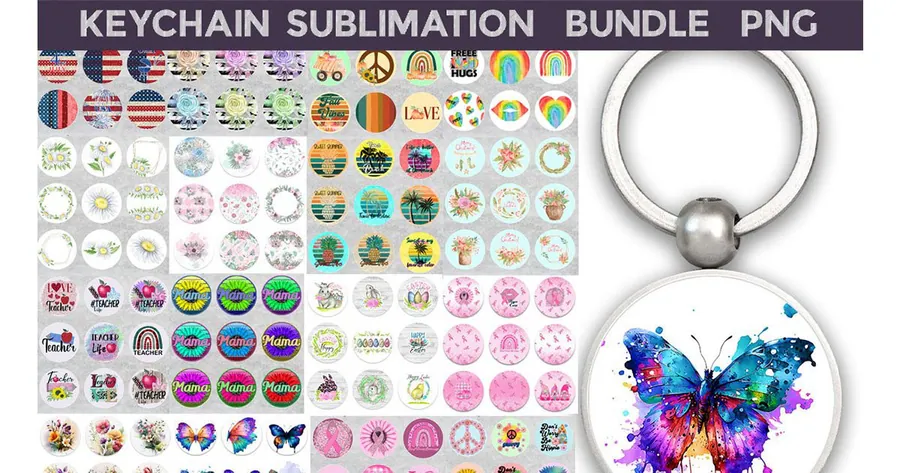 180-Design Keychain Sublimation Bundle preview for sublimation keychain designs
