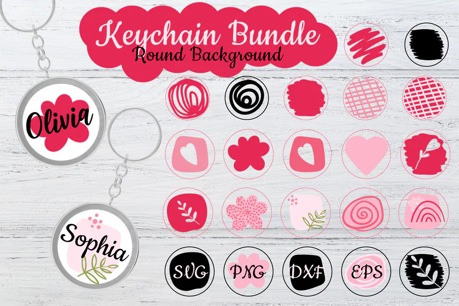 Abstract Round Keychain Background Bundle preview for sublimation keychain designs