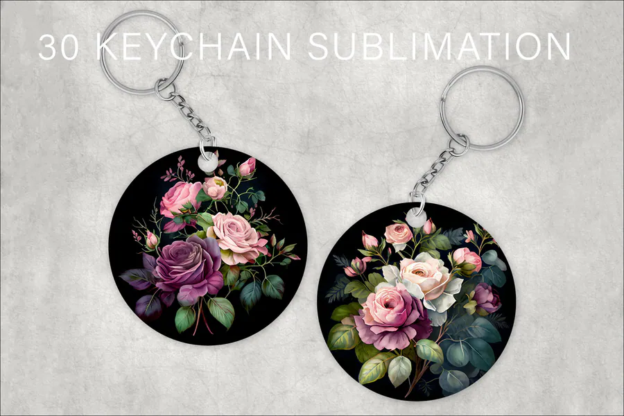 Watercolor Flower Keychain Collection preview for sublimation keychain designs