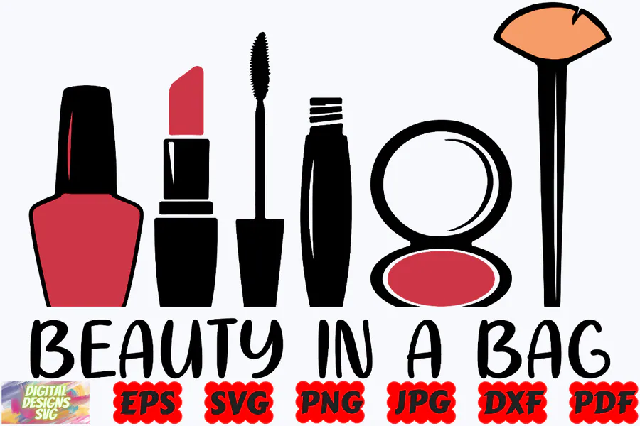 Beauty in a Bag SVG Makeup Bag preview for sublimation makeup bag designs