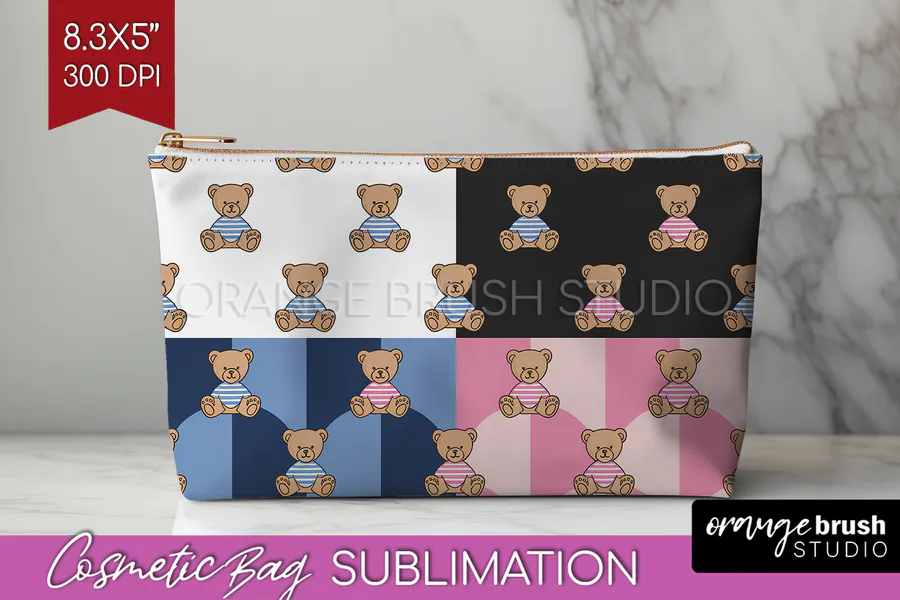 Teddy Bear Cosmetic Bag PNG Sublimation 10 preview for sublimation makeup bag designs