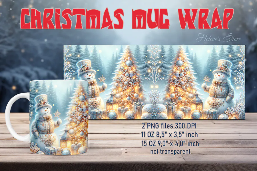 Cute Snowman Mug Wraps 6 preview for sublimation mug wrap designs