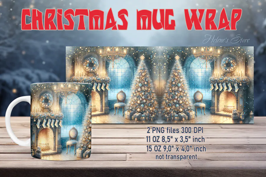Vintage Christmas Mug Wraps 4 preview for sublimation mug wrap designs