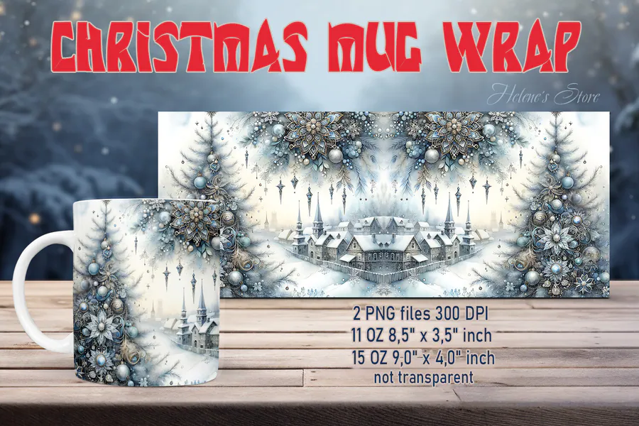 Vintage Christmas Mug Wraps 2 preview for sublimation mug wrap designs